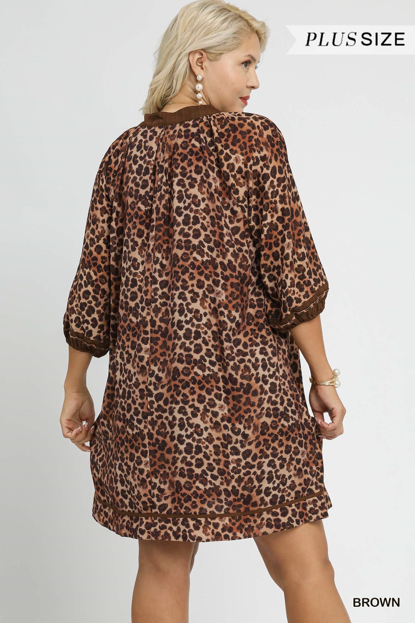 Leopard Print Mini Dress with Contrast Trim