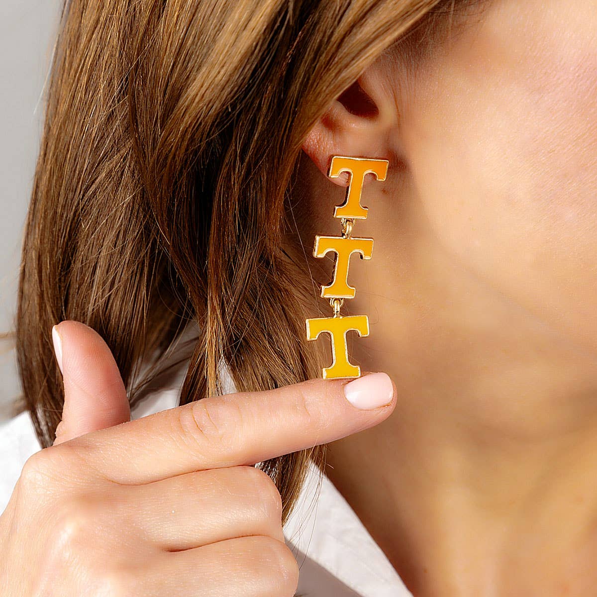 Canvas Style - Tennessee Volunteers Triple Drop Enamel Earrings in Orange