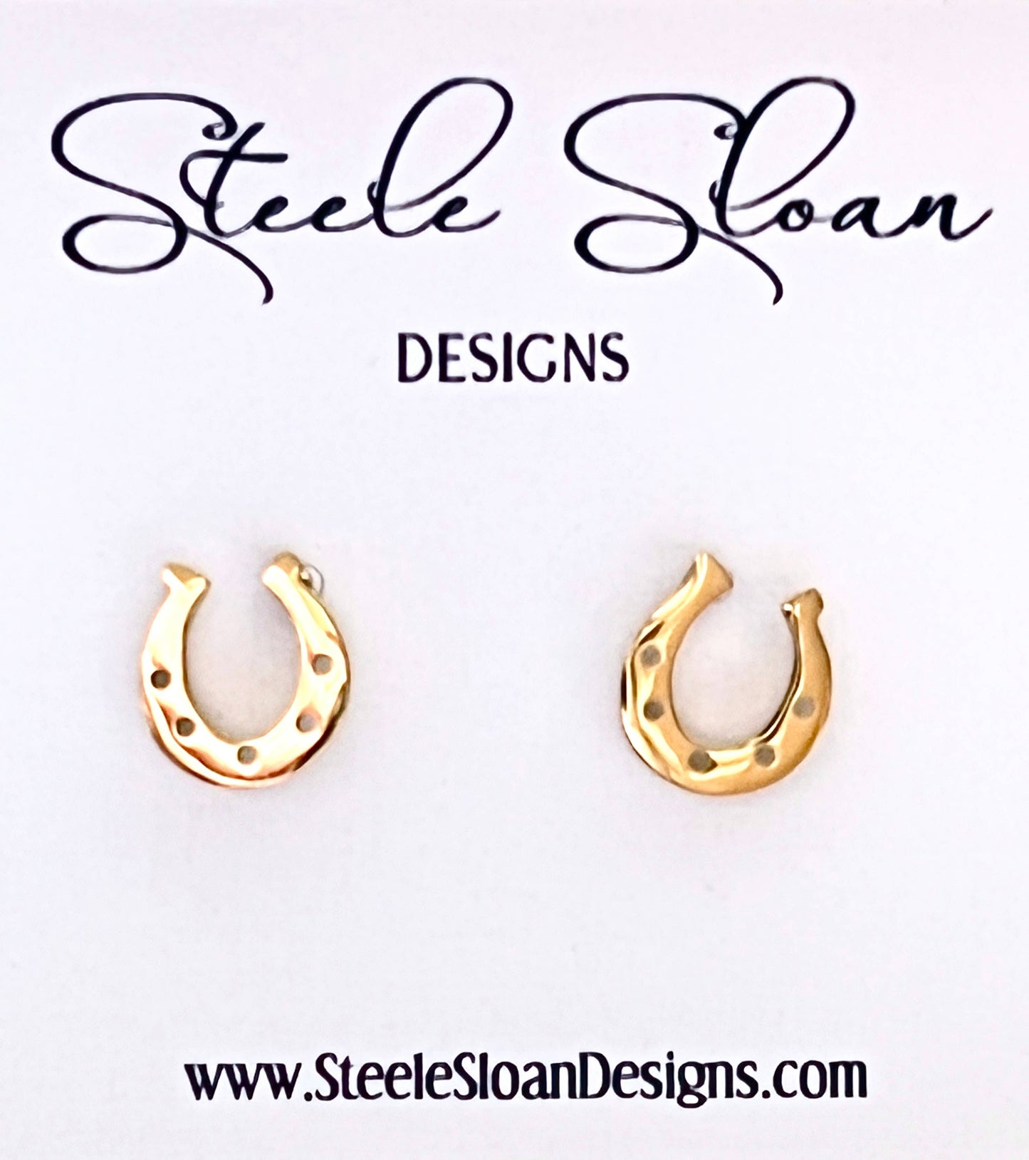 Gold Stud Horseshoe Earrings- Gold