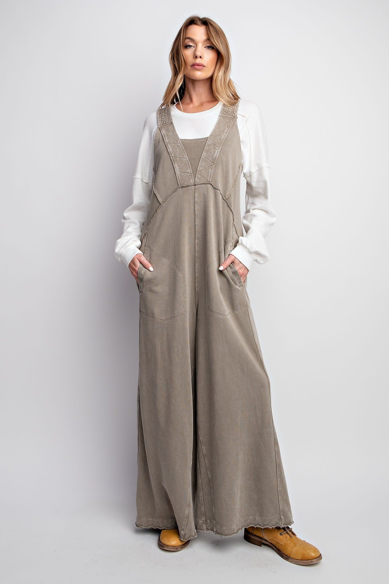 Mineral Washed Terry Knit Jumpsuit