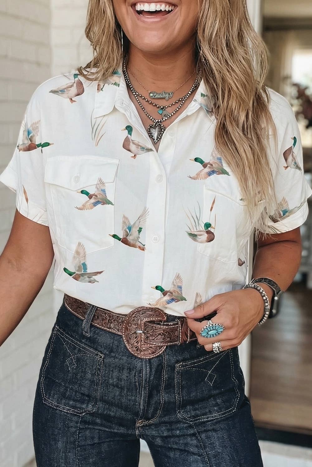 Mallard Printed Button Shirt