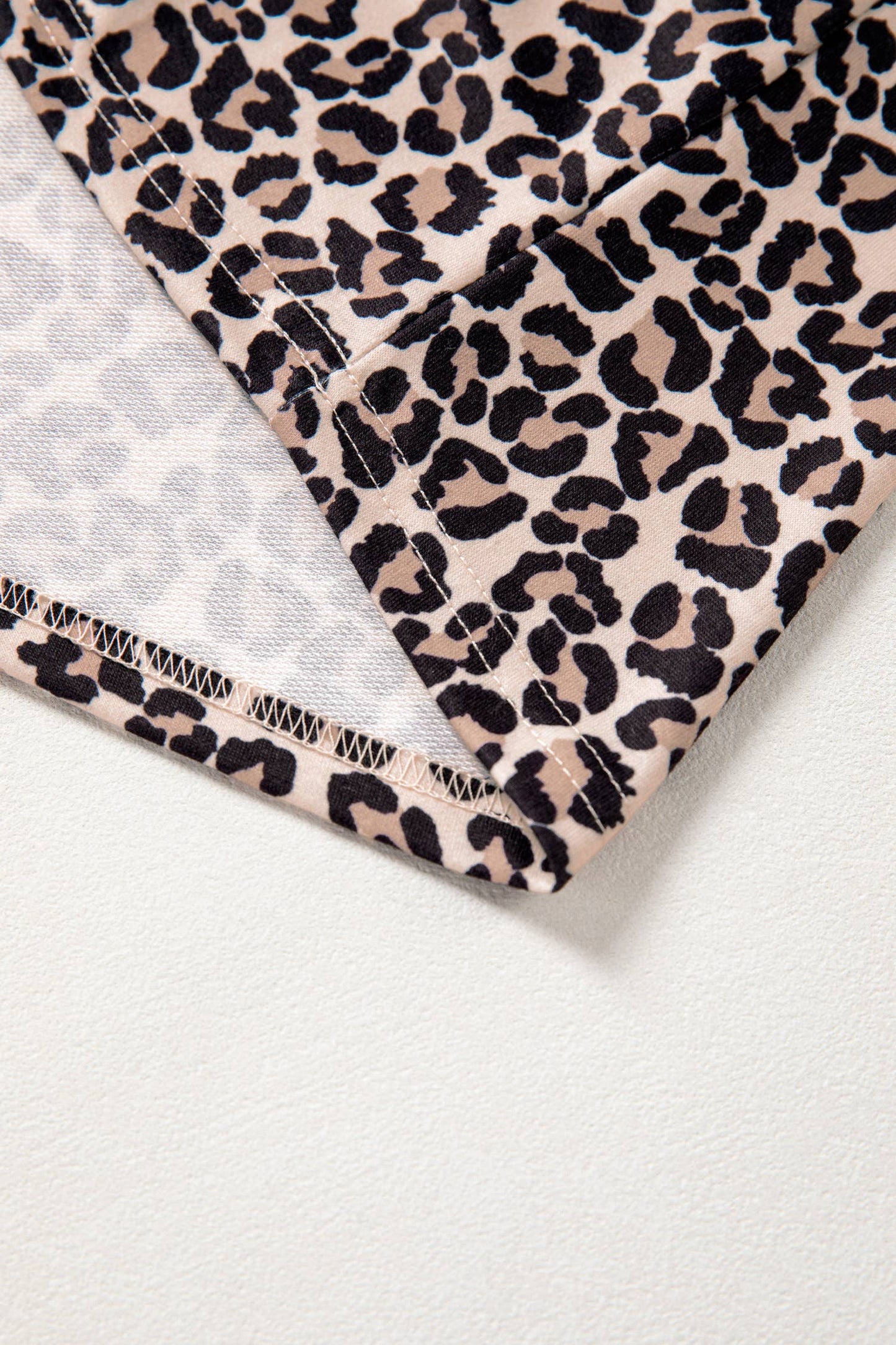 Leopard Half Zip Stripe Mock Neck Top-M