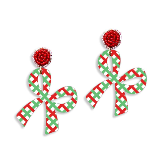 Christmas Plaid Bow Earrings