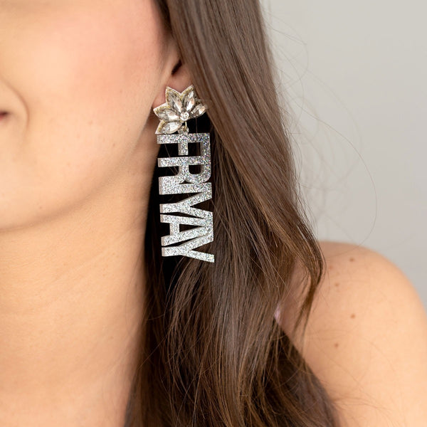 Fri-Yay Holographic Glitter Acrylic Earrings