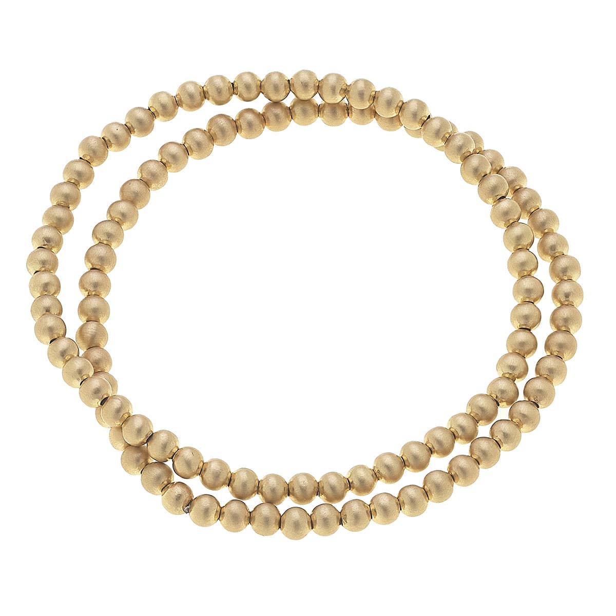 Canvas Style - Walker Ball Bead Stretch Bracelets (Set of 2): Satin Gold