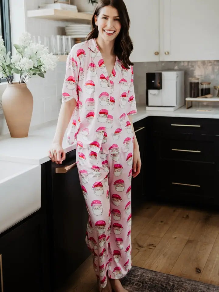 Pink Santa Face Women's Christmas Pajamas