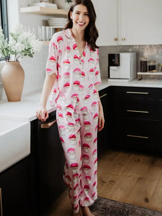 Pink Santa Face Women's Christmas Pajamas