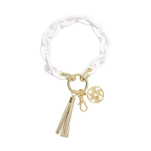 Chain Keychain, White/Gold