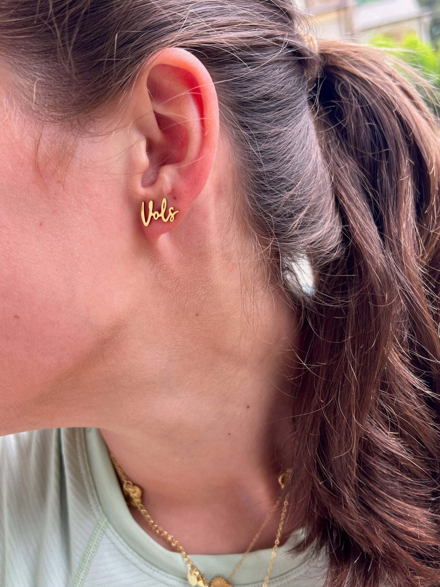 Go Vols Cute Game Day Gold Stud Earrings