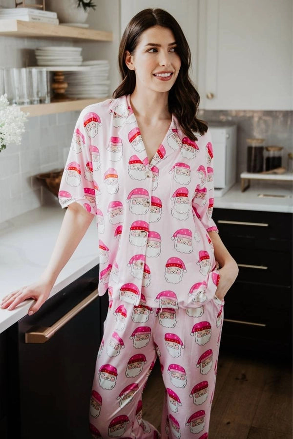 Pink Santa Face Women's Christmas Pajamas