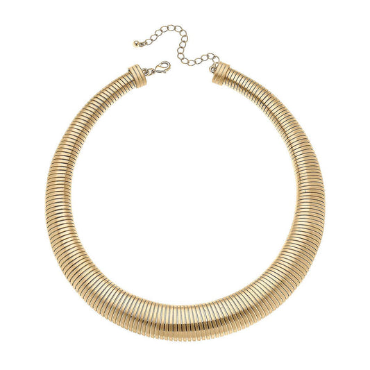 Canvas Style - Ramona Watchband Collar Necklace in Satin Gold