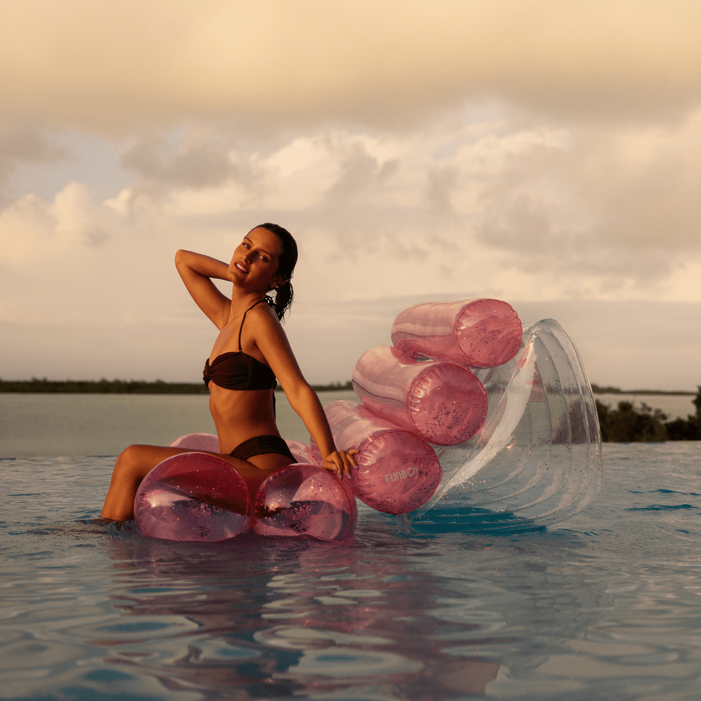 FUNBOY - Clear Pink Glitter Leisure Chair Pool Float
