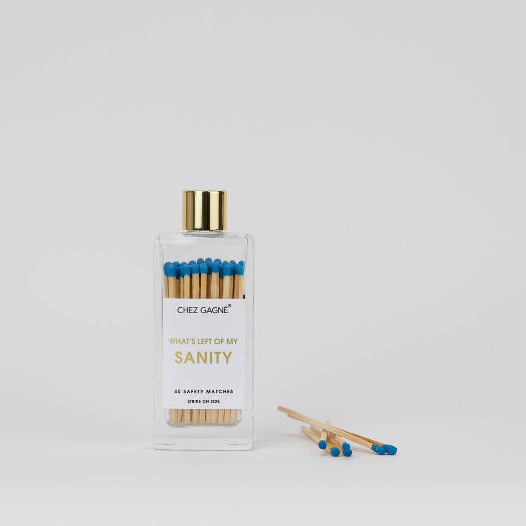 Chez Gagné - Left of My Sanity Matches - Glass Bottle Matchsticks Blue