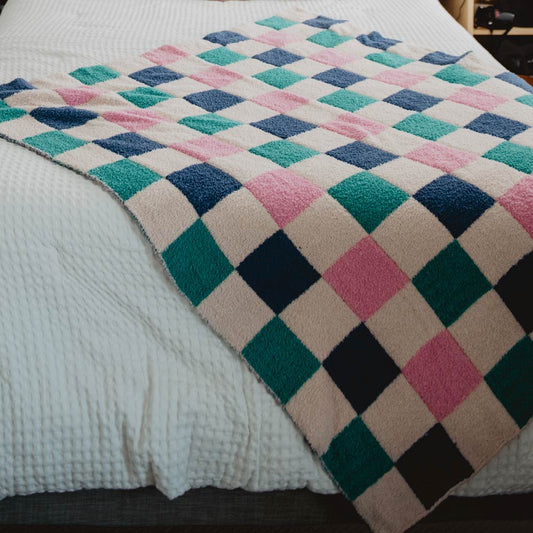 Multicolored Checkered Cute Throw Blanket