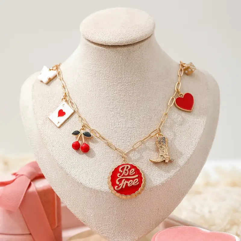 Charming Alloy Pendant Necklace with Rhinestone Accents