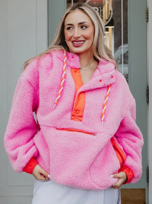 Two-Toned Sherpa Pullover Hoodie