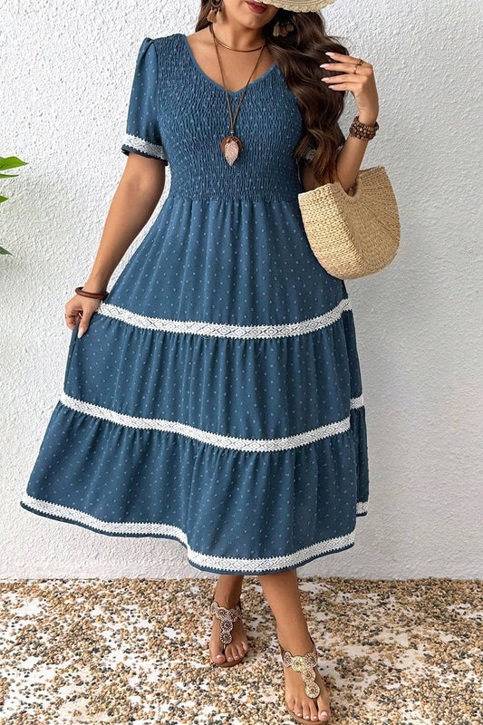 Dusk Blue Patchwork Dress