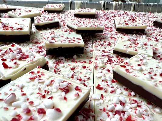 O'Shea's Candies Sweet Shop - Bark Layered Peppermint Snack Pack w/ Flair 1/3LB Red Bag