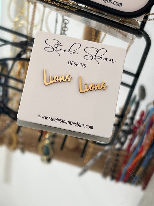Lions Fans Gold Stud Earrings Lions Team