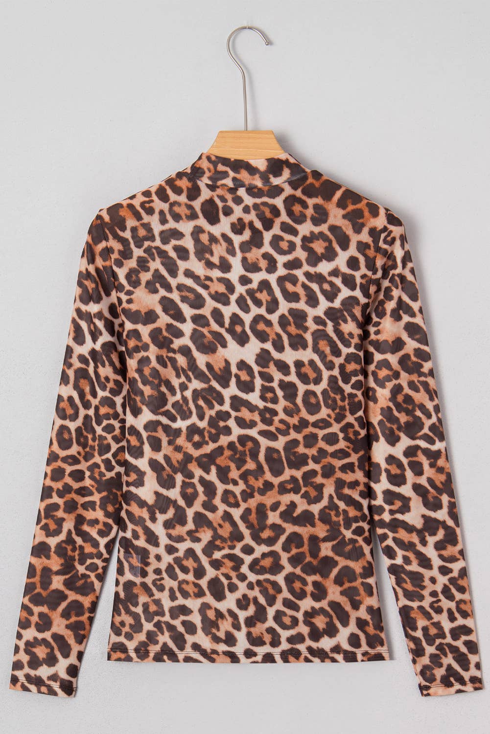 Leopard Mock Neck Plus Size Mesh Top XL