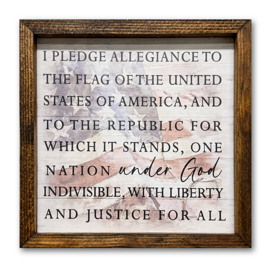 Jarmz Designs - TIMBERLAND FRAME PLEDGE OF ALLEGIANCE FLAG: 12"x12"