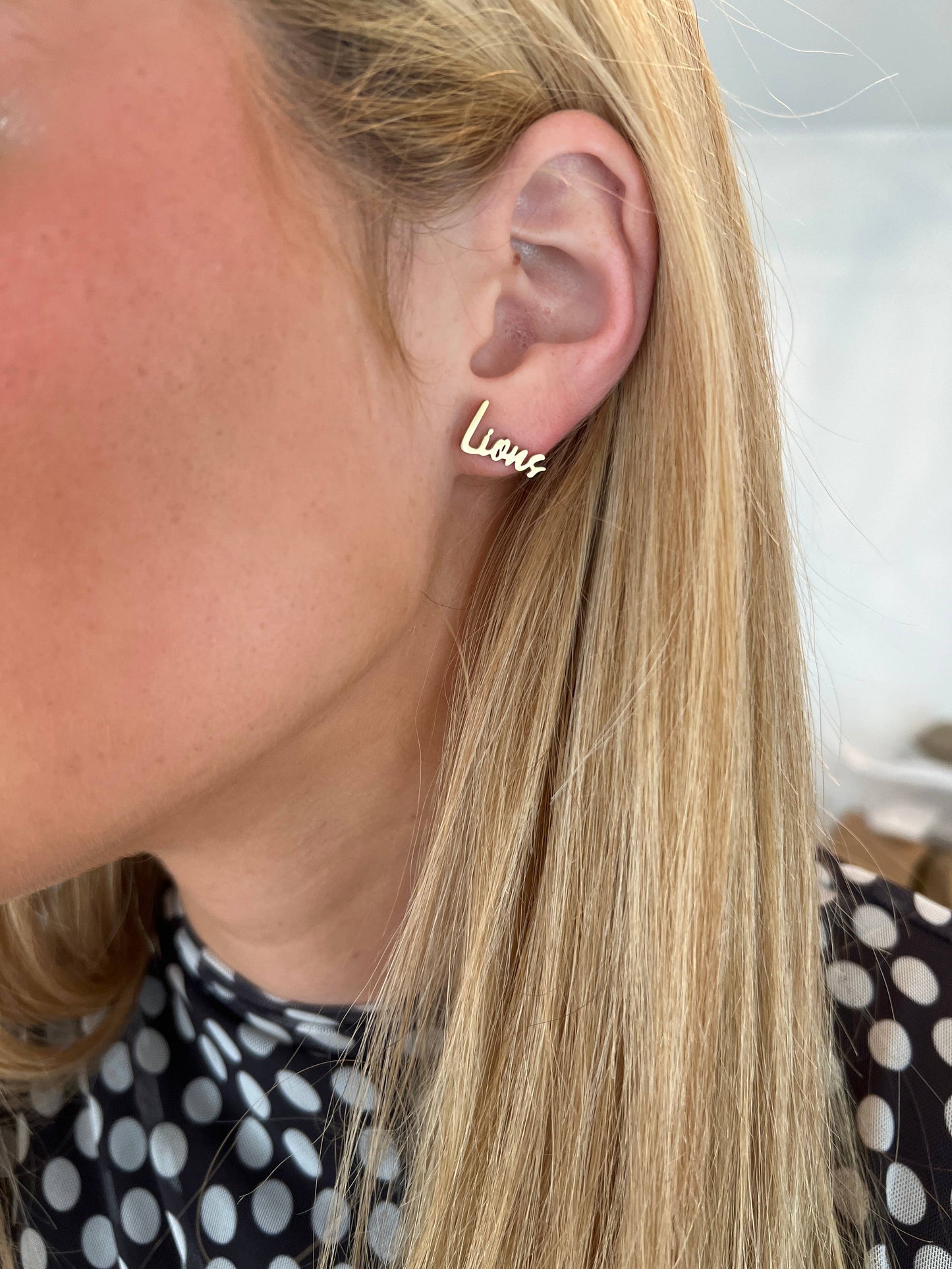Lions Fans Gold Stud Earrings Lions Team