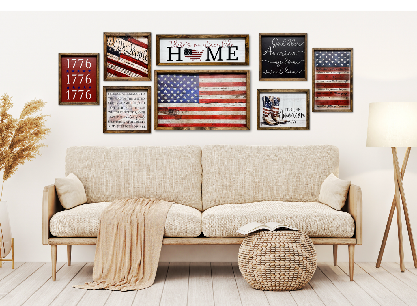 Jarmz Designs - TIMBERLAND FRAME PLEDGE OF ALLEGIANCE FLAG: 12"x12"