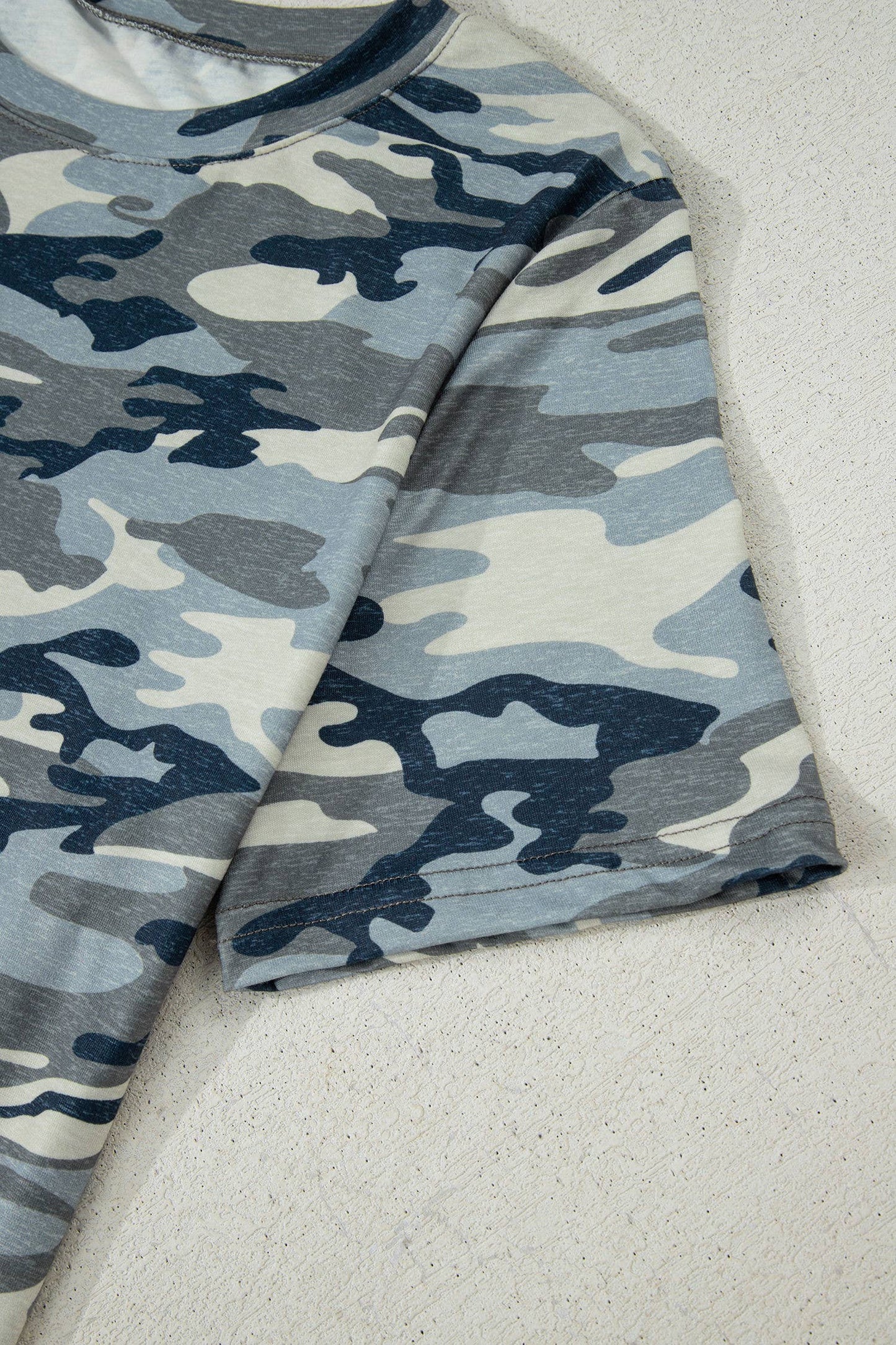 Camouflage Print Crew Neck T Shirt