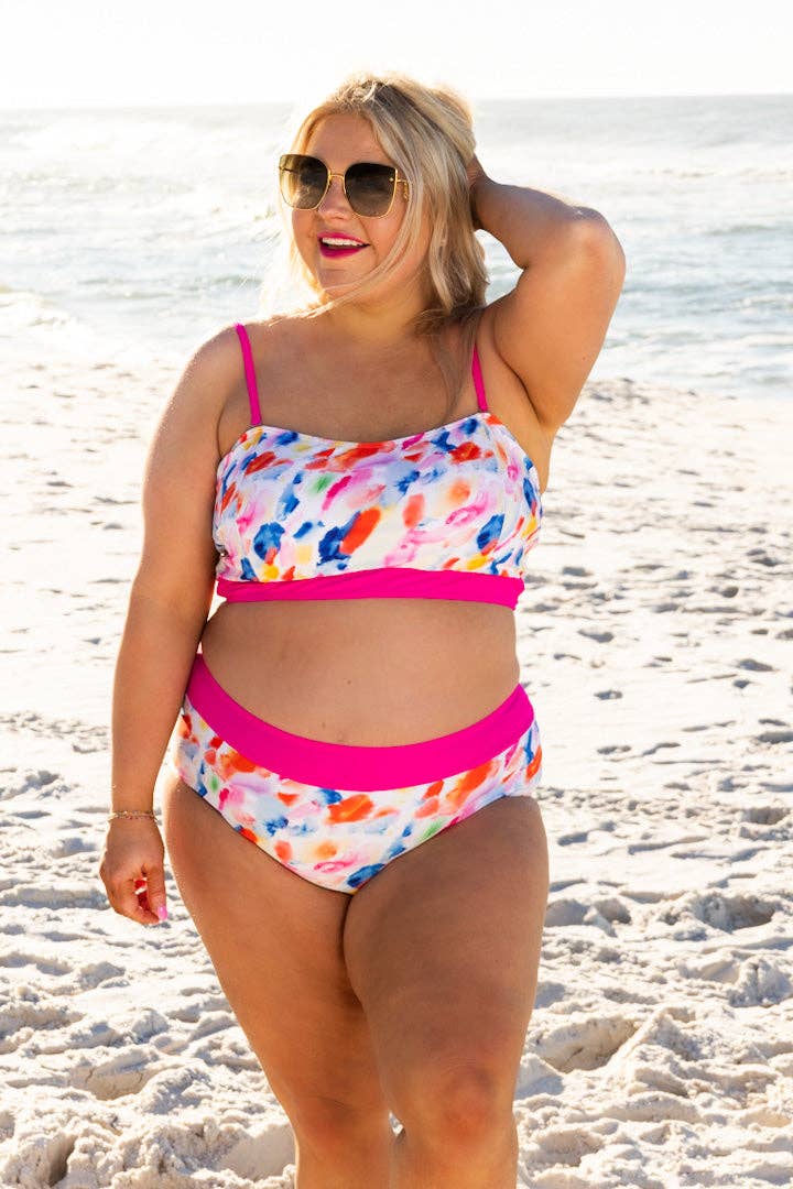 GRACE+EMMA by Southern Grace - Abstract Multi Colorful Two-piece Swimwear Set: Multi / X-Large