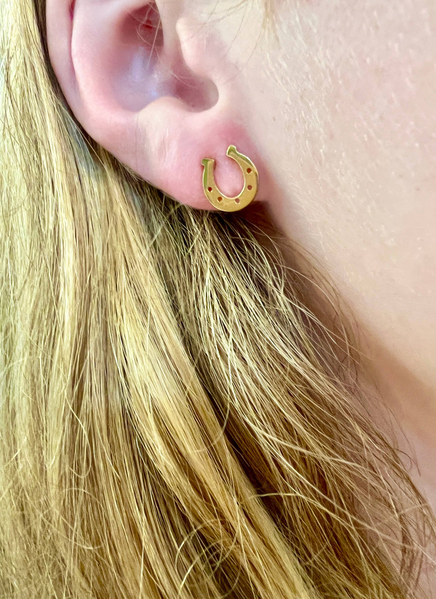 Gold Stud Horseshoe Earrings- Gold