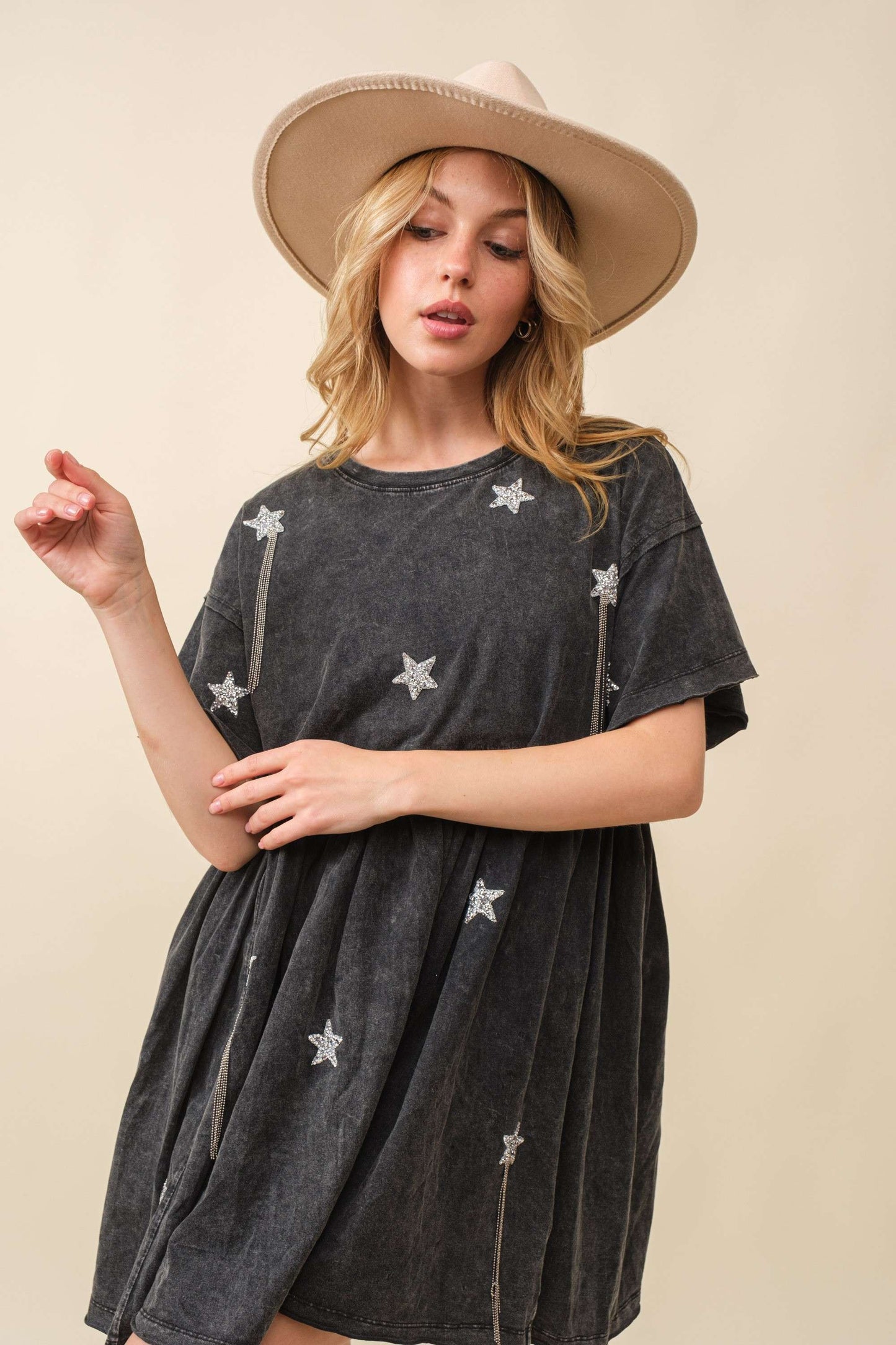 Babydoll Star Fringe Patch Washing Dress