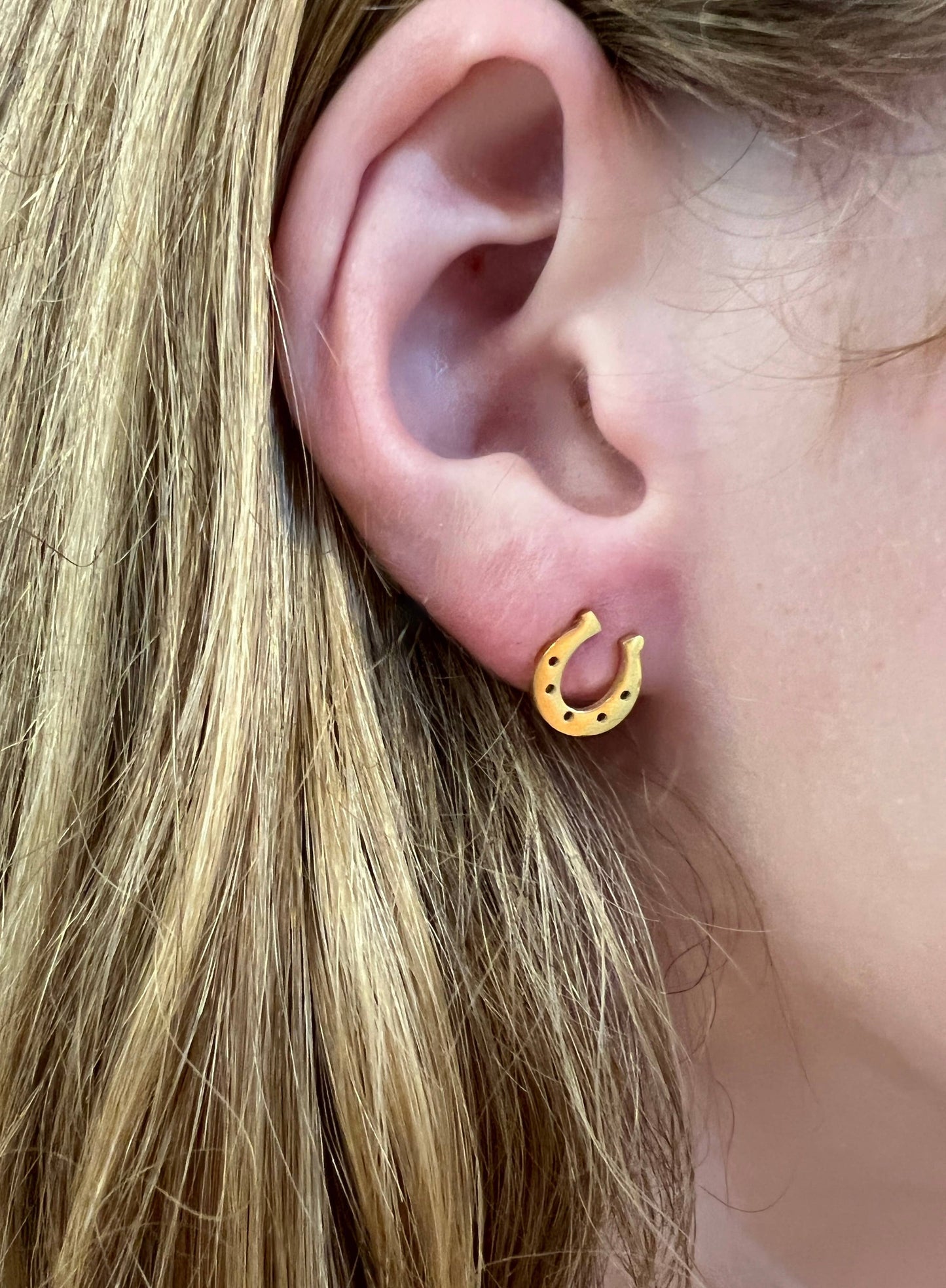 Gold Stud Horseshoe Earrings- Gold