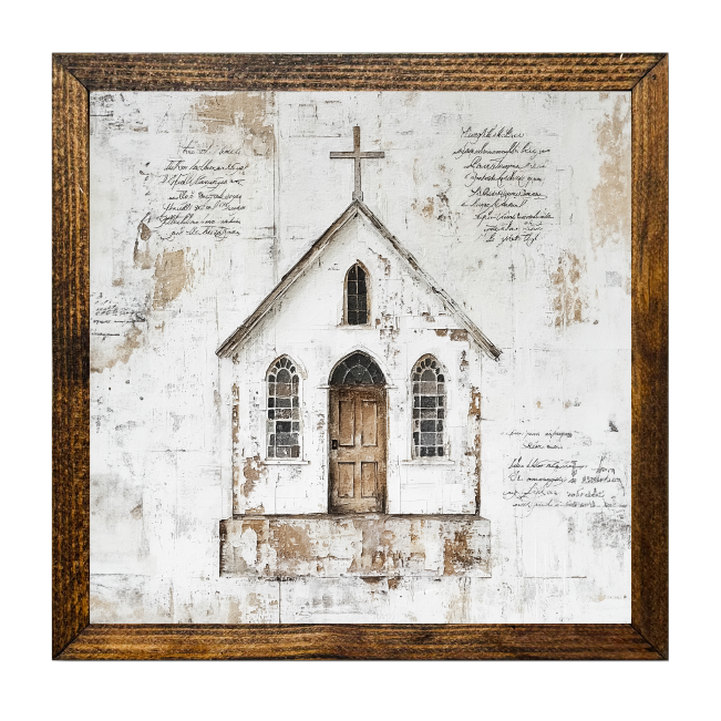 Jarmz Designs - TIMBERLAND FRAME "BLESS YOUR HEART SERIES" WHITE CHURCH 3: 12"x12"