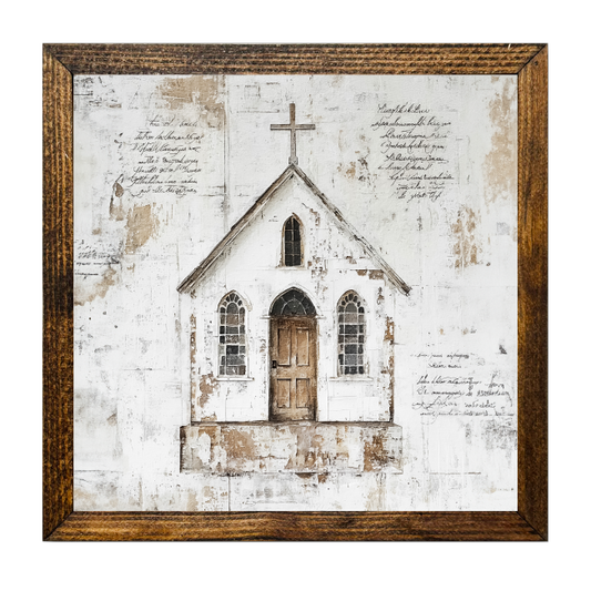 Jarmz Designs - TIMBERLAND FRAME "BLESS YOUR HEART SERIES" WHITE CHURCH 3: 12"x12"