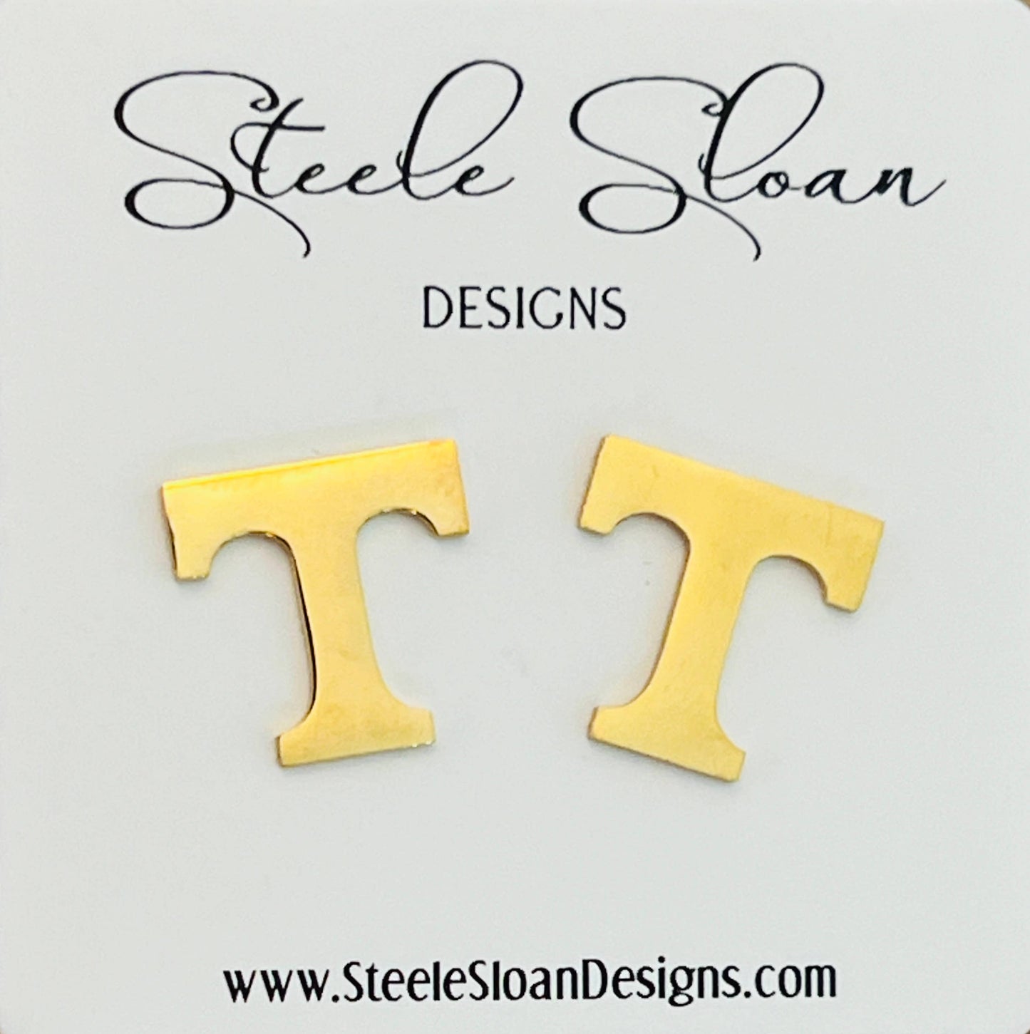 University of Tennessee T Earrings - Hypoallergenic