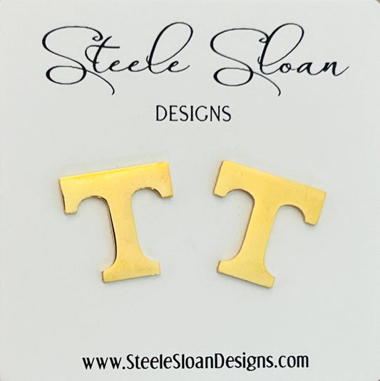 University of Tennessee T Earrings - Hypoallergenic