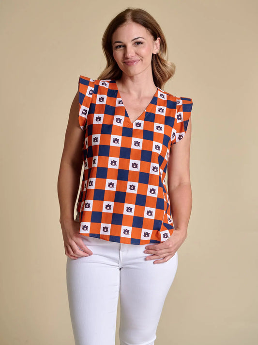The Go Gingham Ruffle Tank
