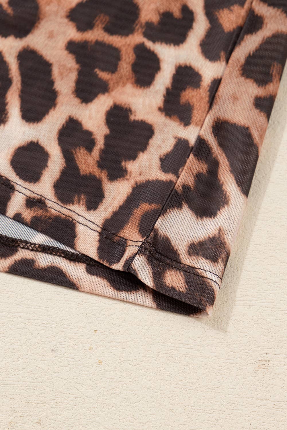 Leopard Mock Neck Plus Size Mesh To- L