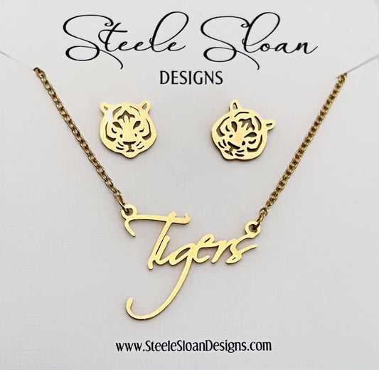 Tiger Name Earring & Necklace (set of 2)