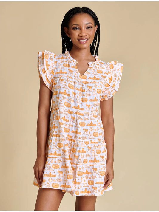 The Team Toile Flutter Sleeve Dress | Tennessee