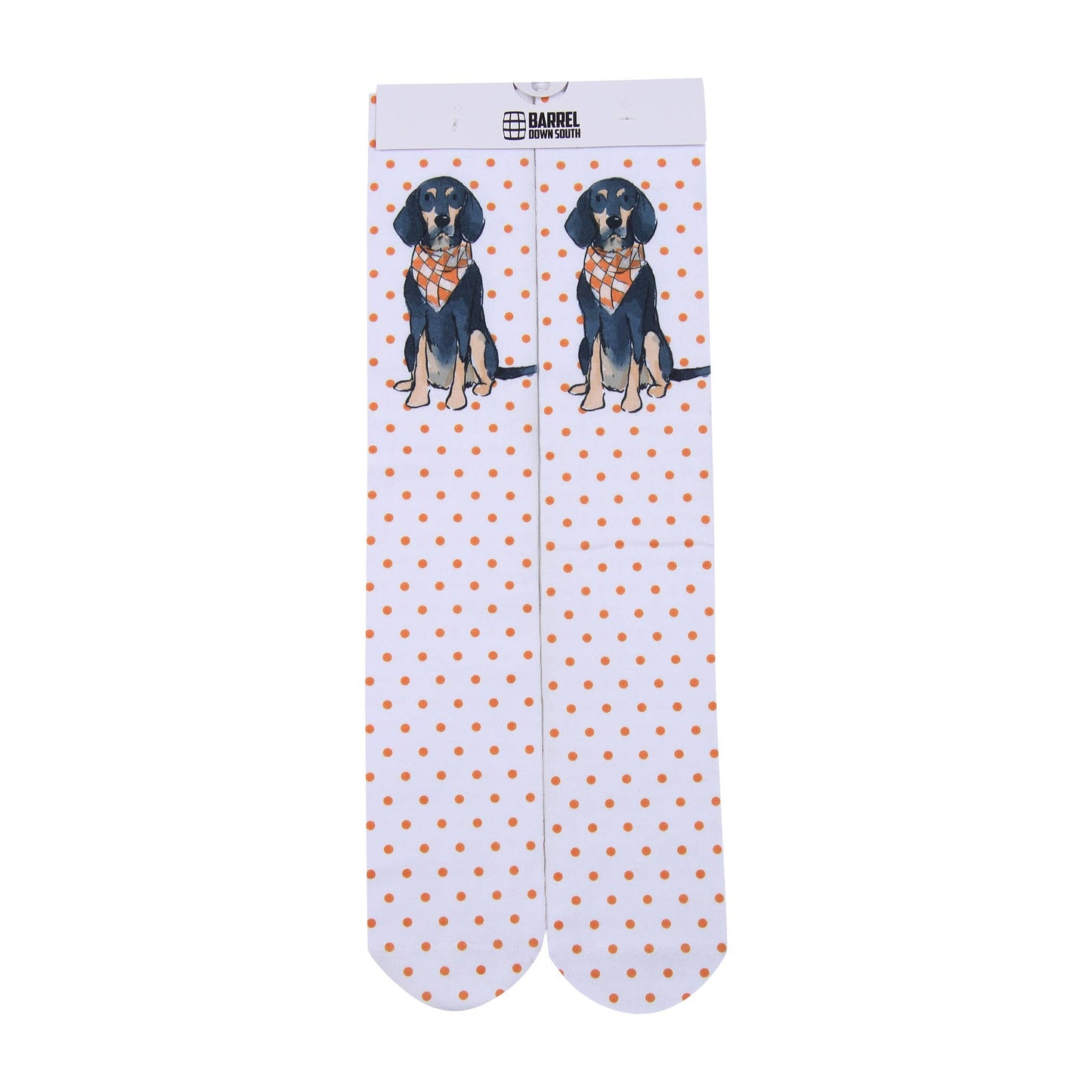 Barrel Down South - Sitting Bluetick Coonhound Dog Printed Socks
