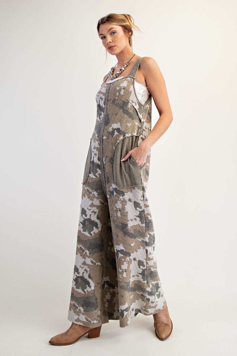 Camouflage Printed Thermal Washed Jumpsuit