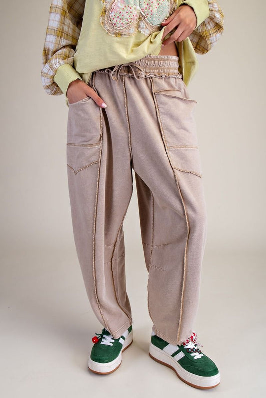 Mineral Washed Knit Barrel Pants