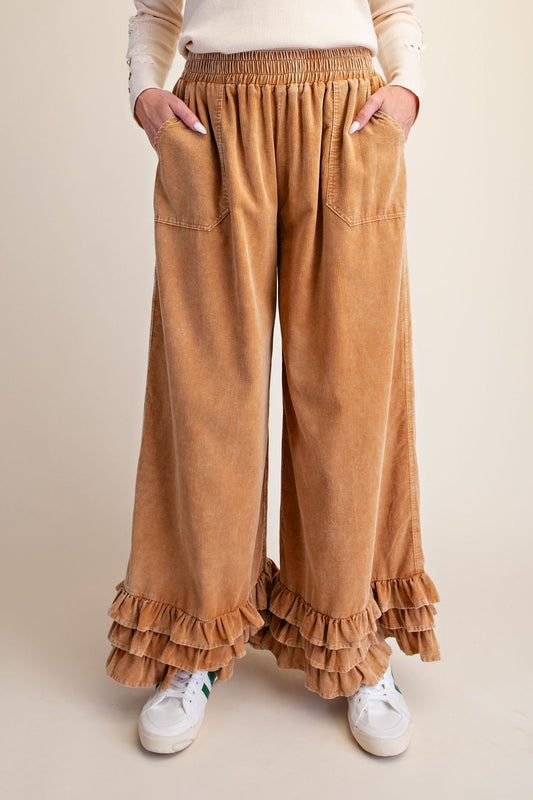 Ruffle Bottom Corduroy Pants