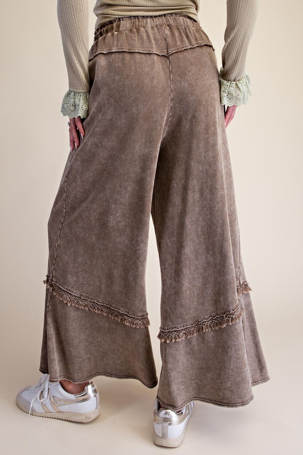 SELF FRAY WASHED TERRY PANTS