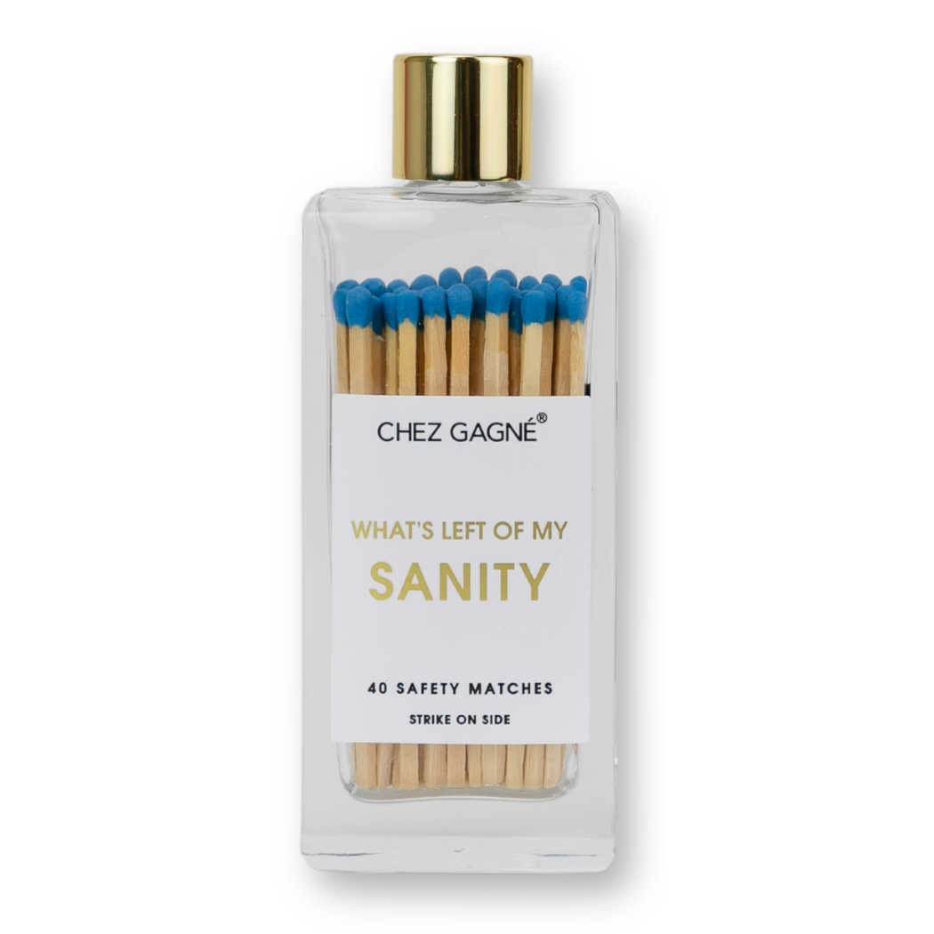 Chez Gagné - Left of My Sanity Matches - Glass Bottle Matchsticks Blue