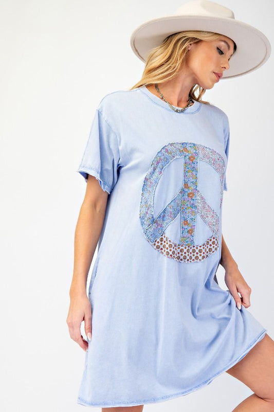 Dream Blue Peace Shirt Dress
