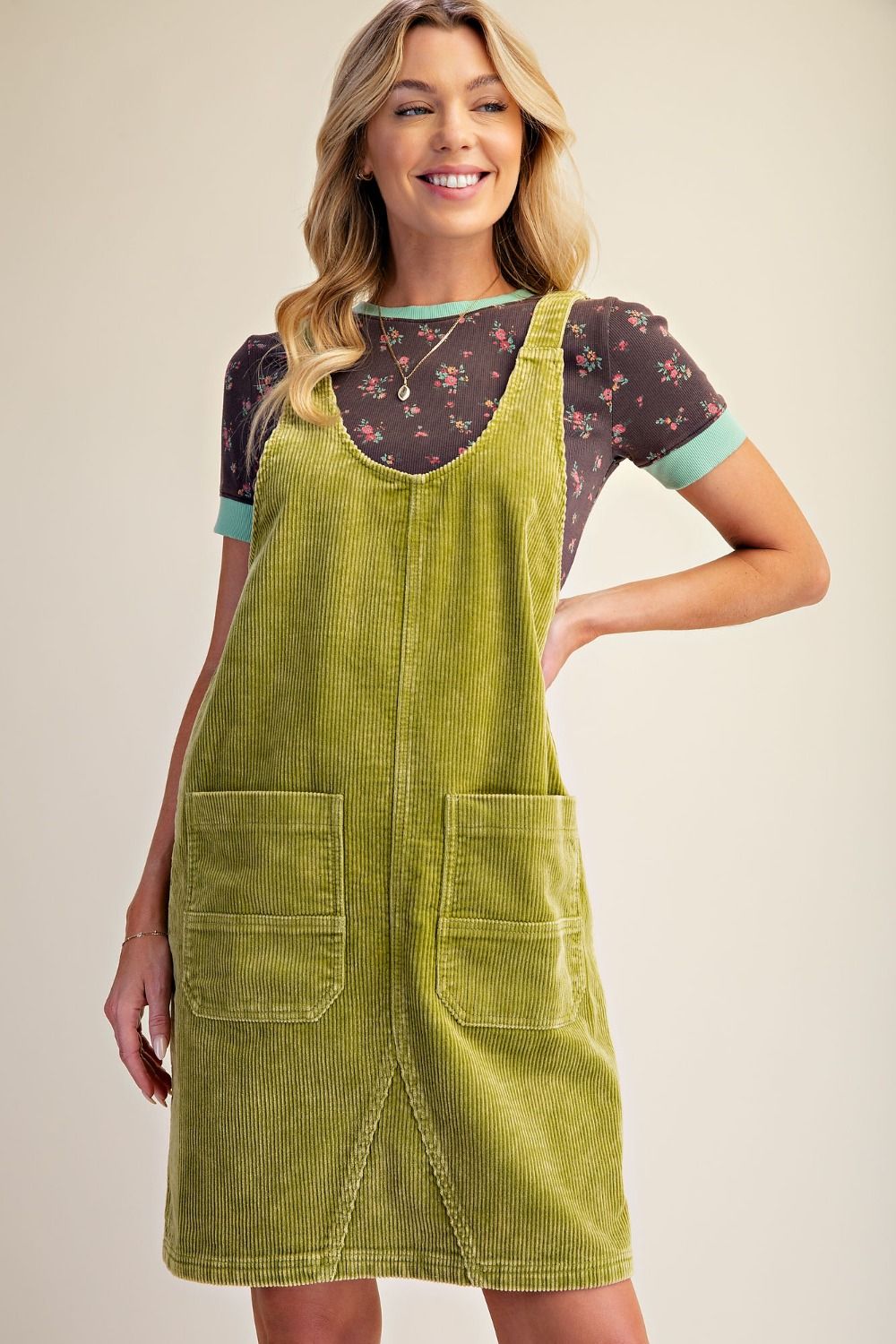 WASHED CORDUROY OVERALL DRESS