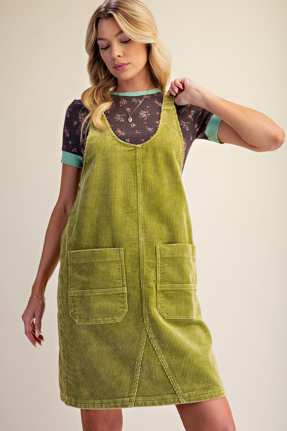 WASHED CORDUROY OVERALL DRESS