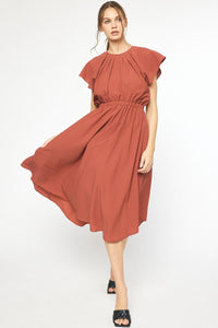 Marsala Woven Midi Dress
